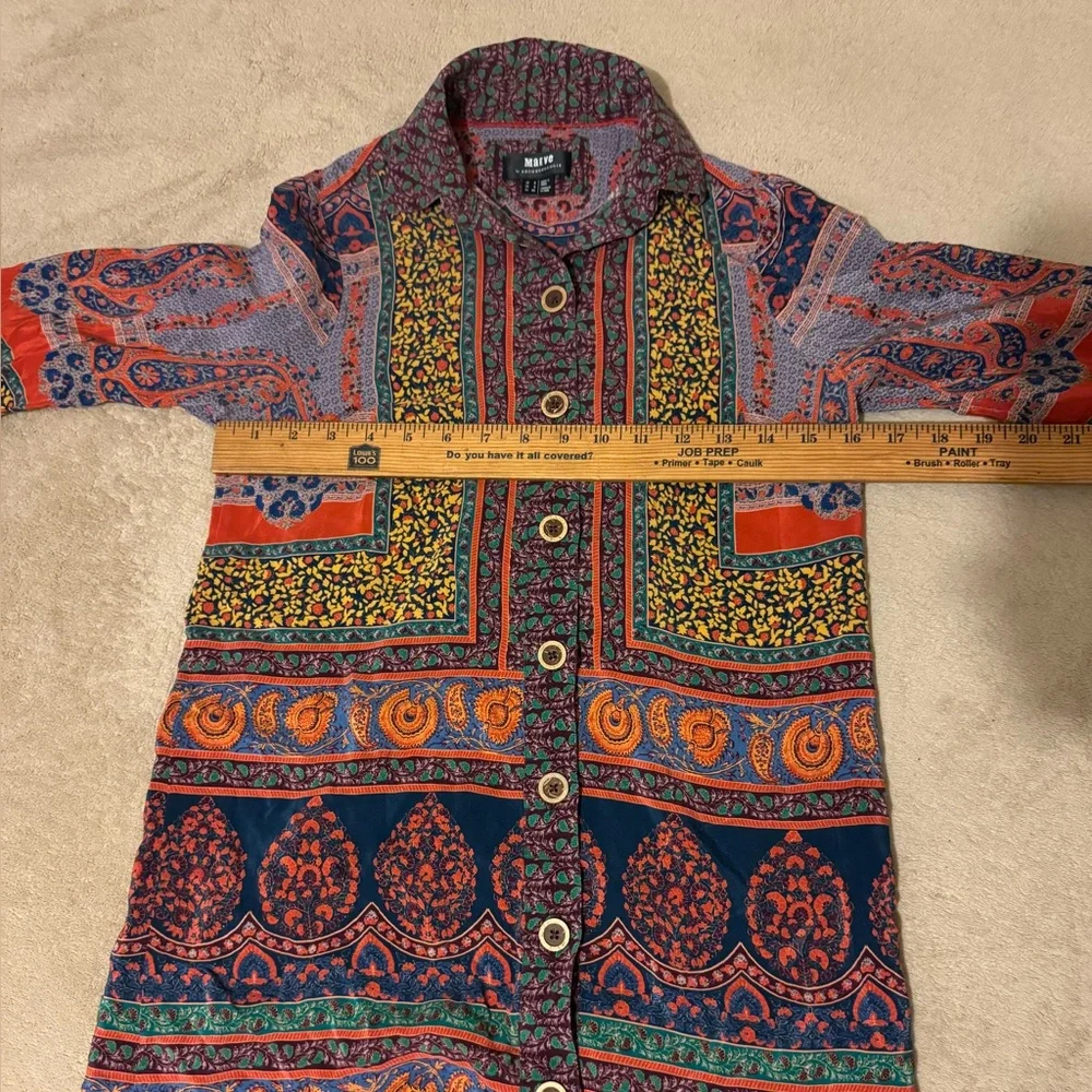 Anthropologie Rare Maeve Casablanca Silk Shirt-Dress Paisley Collared Size 2